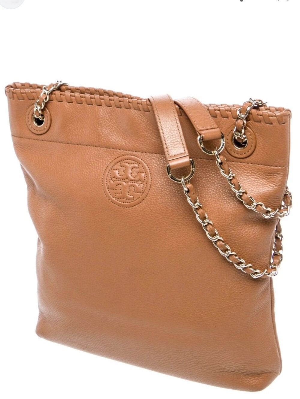 Tory BurchWhipstitch-Trimmed Tan Leather Chain Shoulder Bag